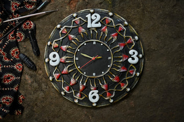 Handcrafted Vibrant Teracotta Wall Clock