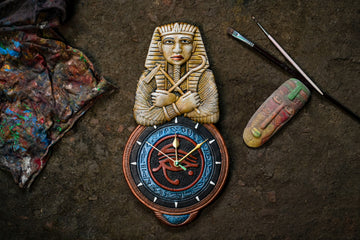 Handcrafted Egyptian Pharaoh Terracotta Wall Clock