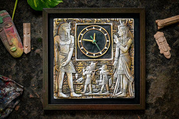 Handcrafted Pharaoh and Deity Terracotta Wall Clock