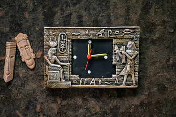 Handcrafted Egyptian- Inspired Rectangular  Terracotta Wall Clock