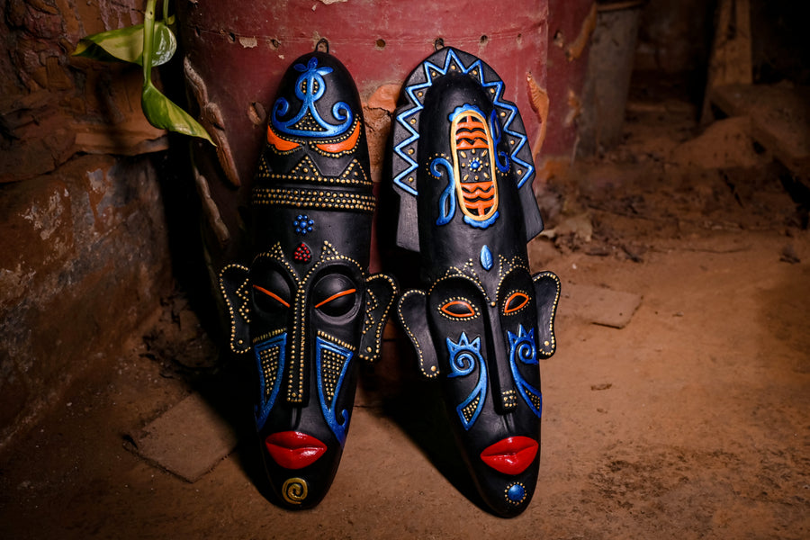 African Tribal Terracotta Masks- Sleeping Male and Female Deities