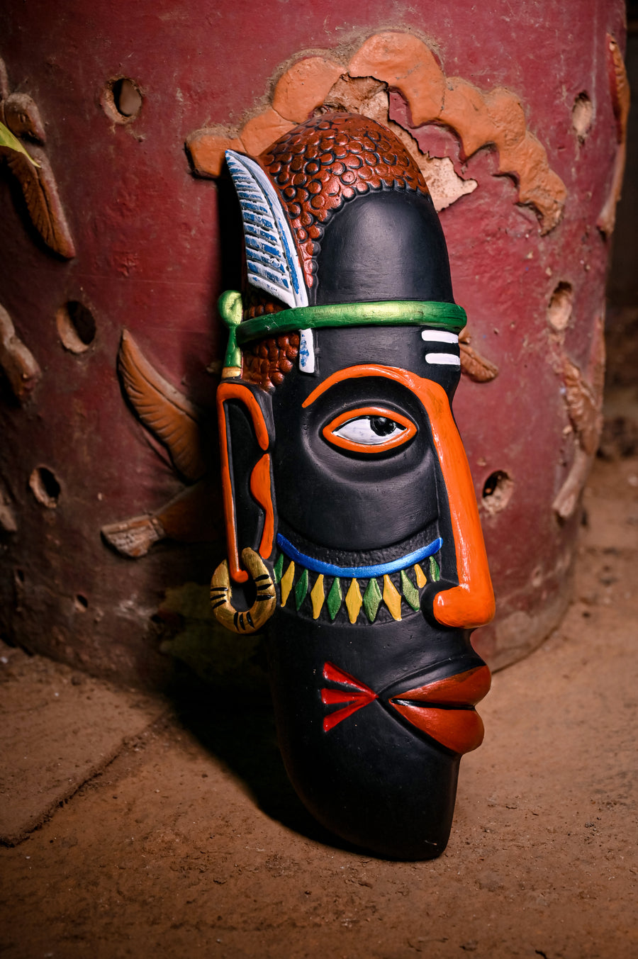 African Tribal Terracotta Masks- Mystic Male and Female Deities