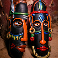 African Tribal Terracotta Masks- Mystic Male and Female Deities