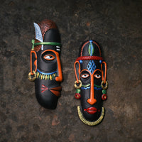 African Tribal Terracotta Masks- Mystic Male and Female Deities