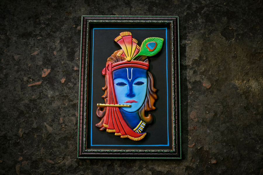 Handcrafted Terracotta  Lord Krishna Artwork