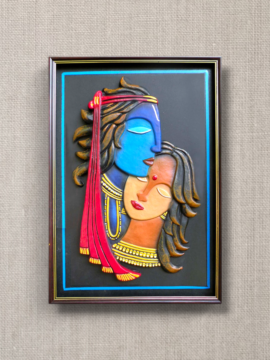 Handcrafted Terracotta Krishna and Radha Artwork