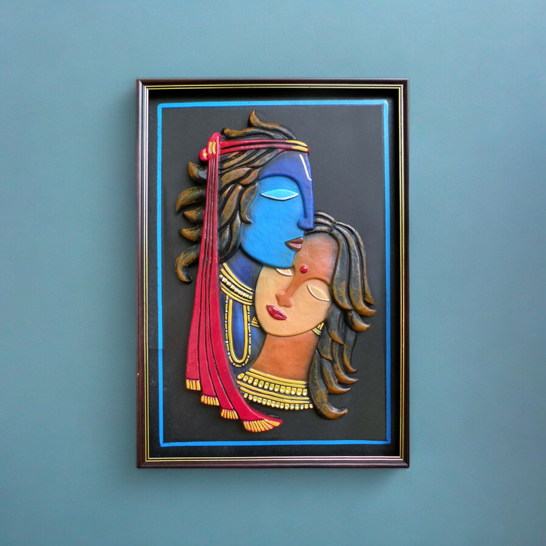 Handcrafted Terracotta Krishna and Radha Artwork