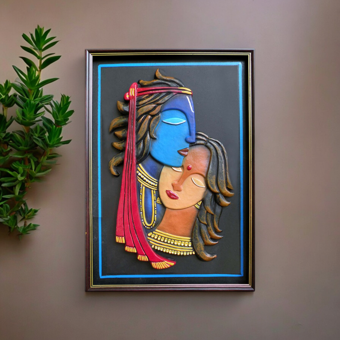 Handcrafted Terracotta Krishna and Radha Artwork