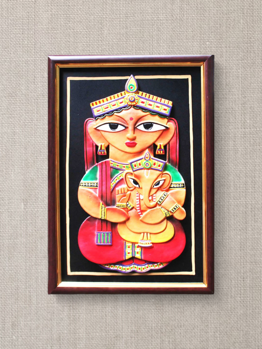 Handcrafted Bengali Style Maa Durga and Ganesha Artwork