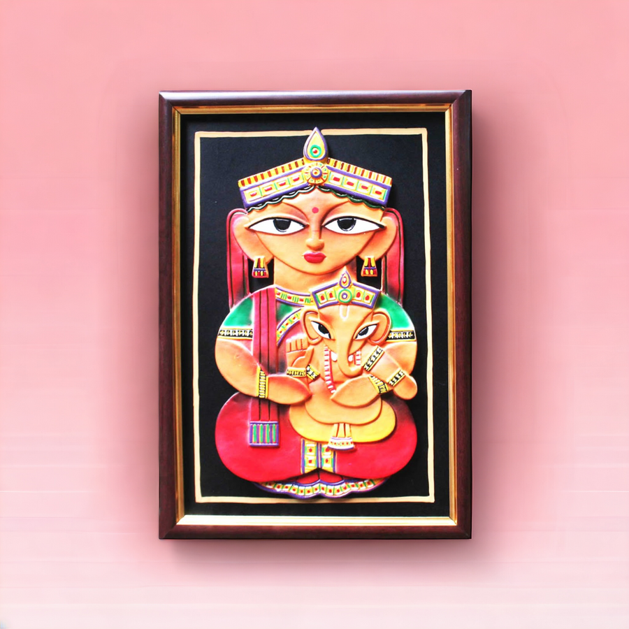 Handcrafted Bengali Style Maa Durga and Ganesha Artwork